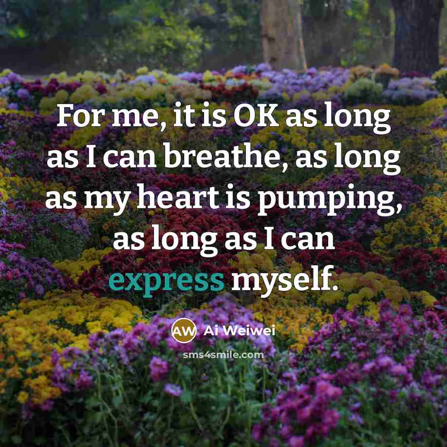 “For me, it is OK as long as I can…” quote by Ai Weiwei
