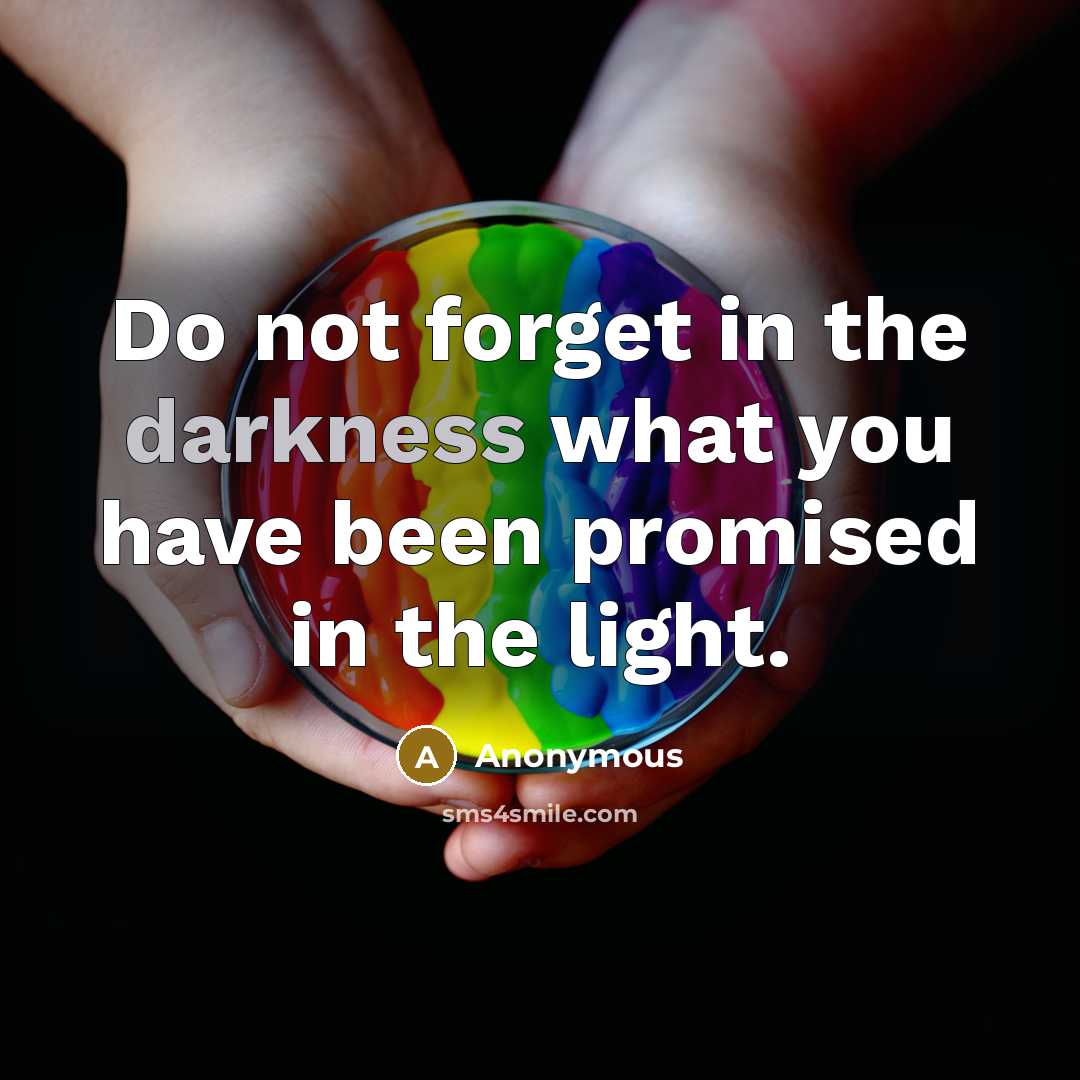 “Do not forget in the darkness what you have been…” quote by Anonymous