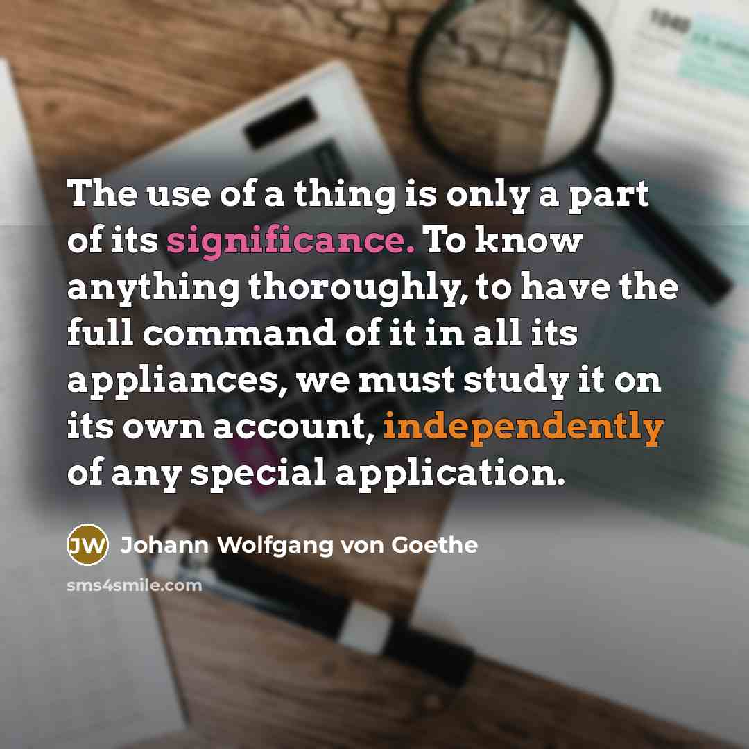 “The use of a thing is only a part of…” quote by Johann Wolfgang von Goethe