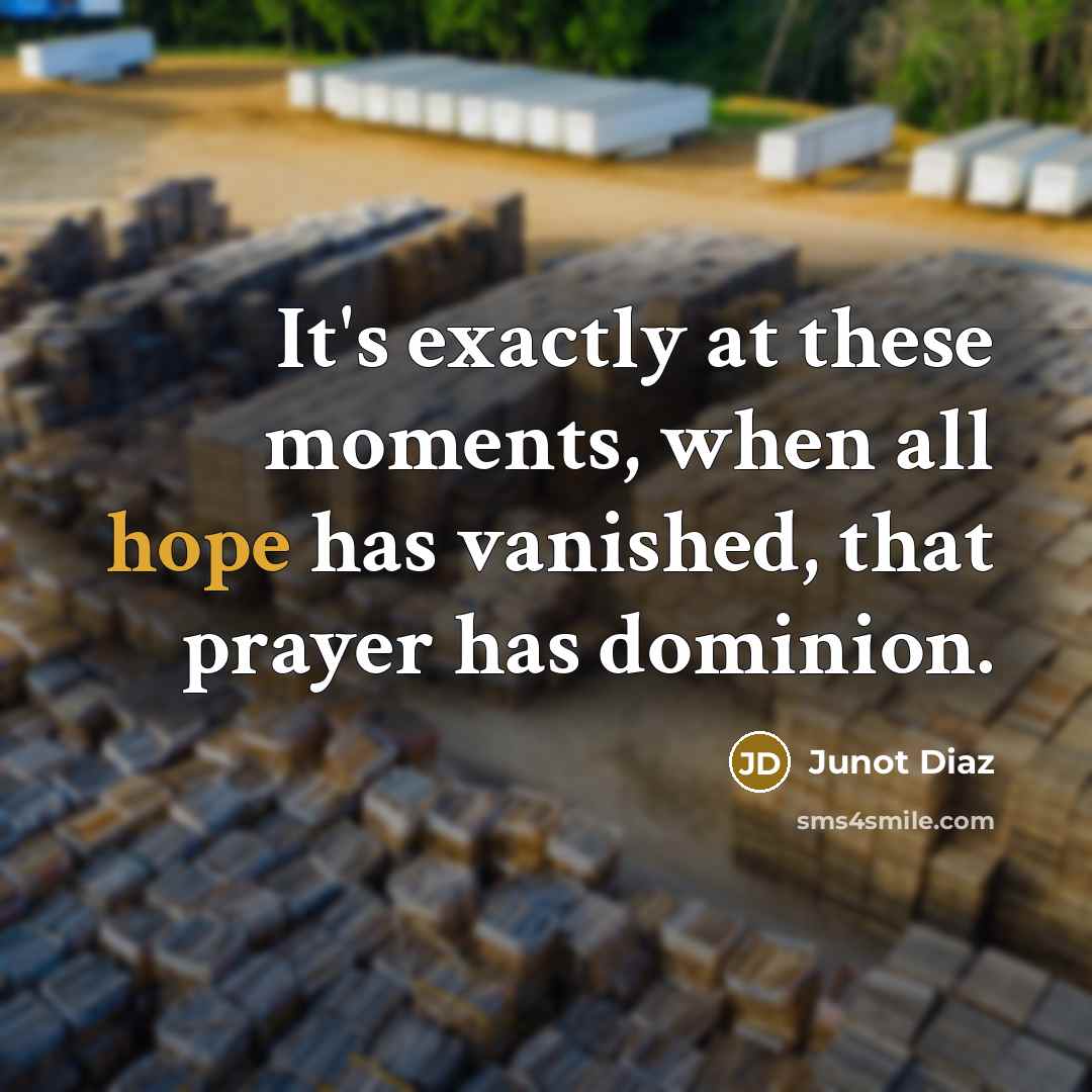 “It's exactly at these moments, when all hope has vanished,…” quote by Junot Diaz