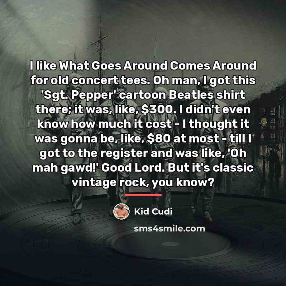 “I like What Goes Around Comes Around for old concert…” quote by Kid Cudi