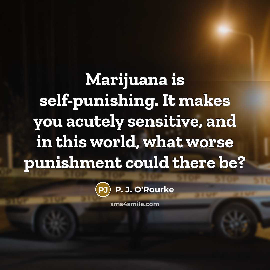 “Marijuana is self-punishing. It makes you acutely sensitive, and in…” quote by P. J. O'Rourke