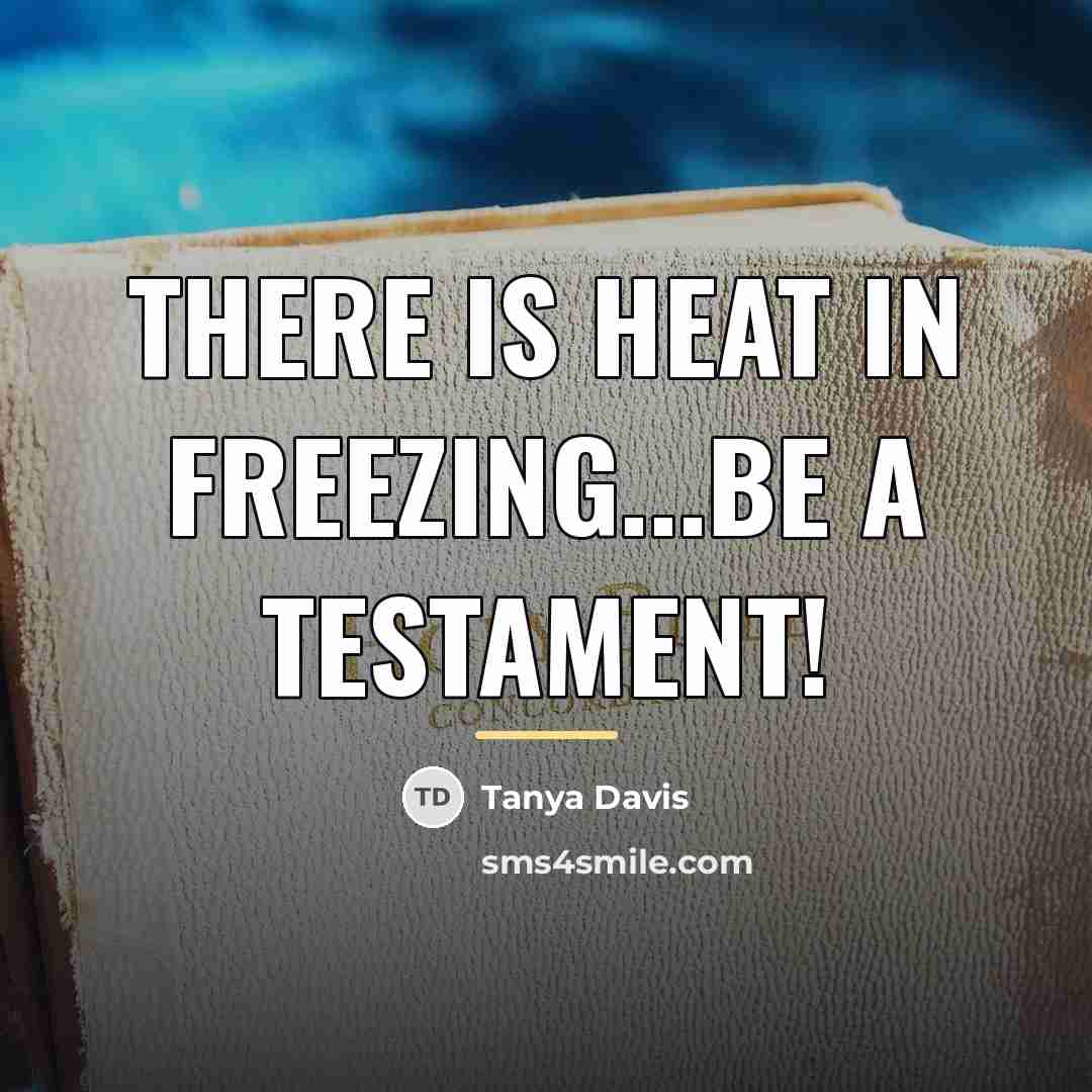 “There is heat in freezing...be a testament!…” quote by Tanya Davis