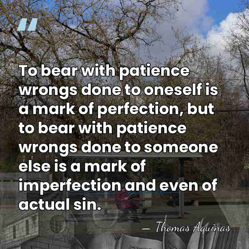 To bear with patience wrongs done to oneself is a mark of&hellip; - Thomas Aquinas