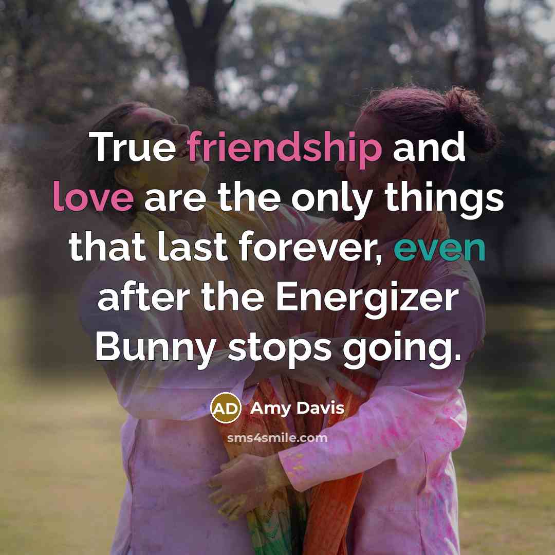 “True friendship and love are the only things that last forever, even after the Energizer Bunny stops going.” quote by Amy Davis