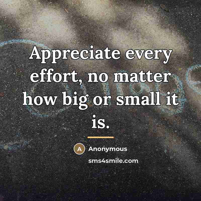 “Appreciate every effort, no matter how big or small it…” quote by Anonymous
