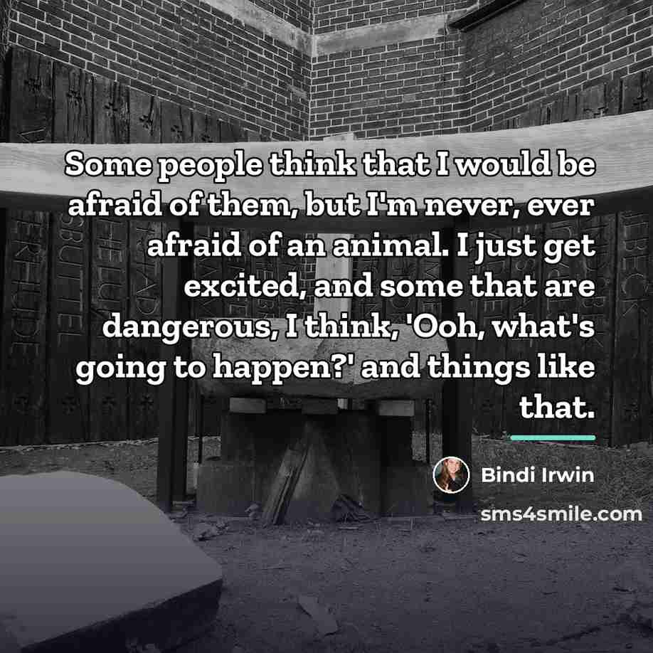 “Some people think that I would be afraid of them,…” quote by Bindi Irwin