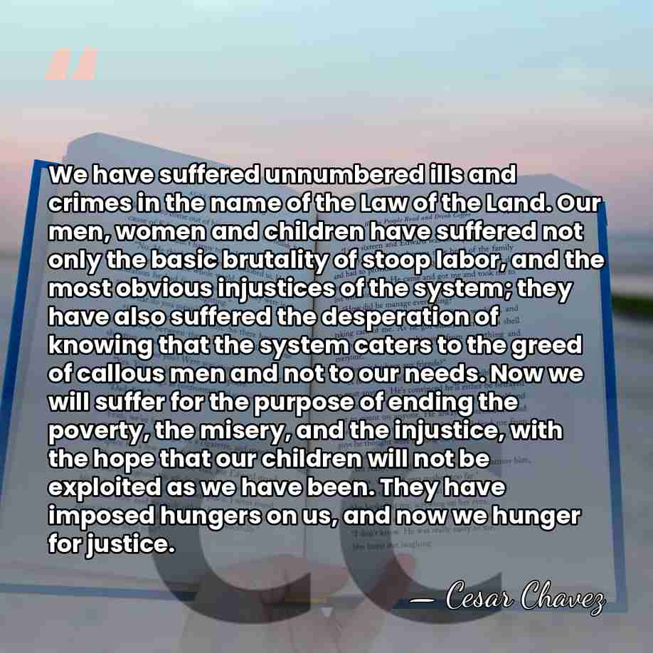 We have suffered unnumbered ills and crimes in the name of the&hellip; - Cesar Chavez