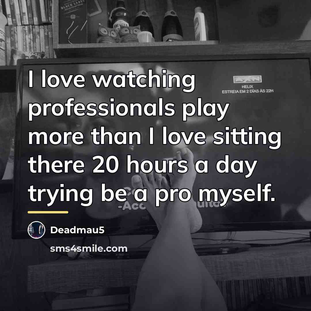 “I love watching professionals play more than I love sitting…” quote by Deadmau5