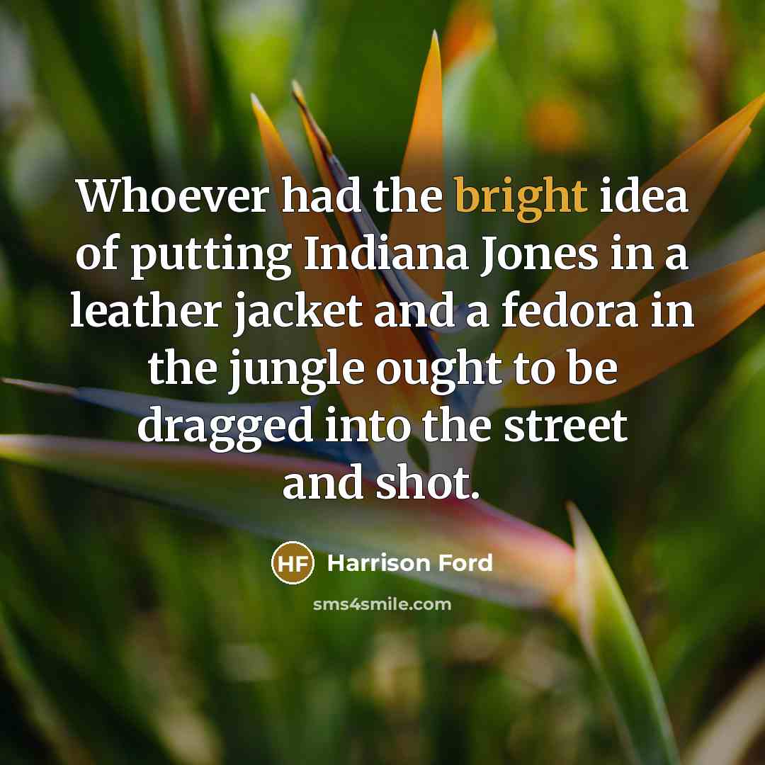 “Whoever had the bright idea of putting Indiana Jones in…” quote by Harrison Ford