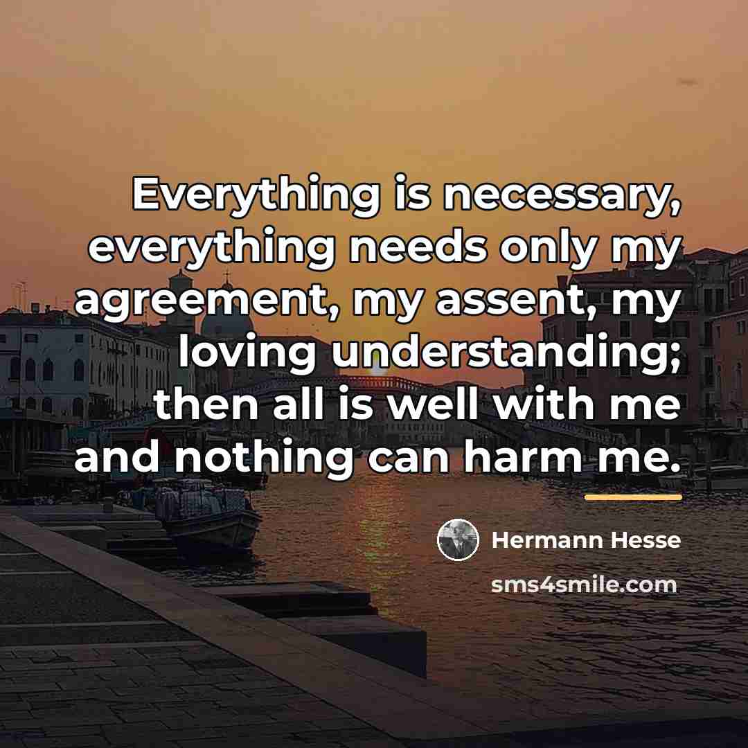 “Everything is necessary, everything needs only my agreement, my assent,…” quote by Hermann Hesse