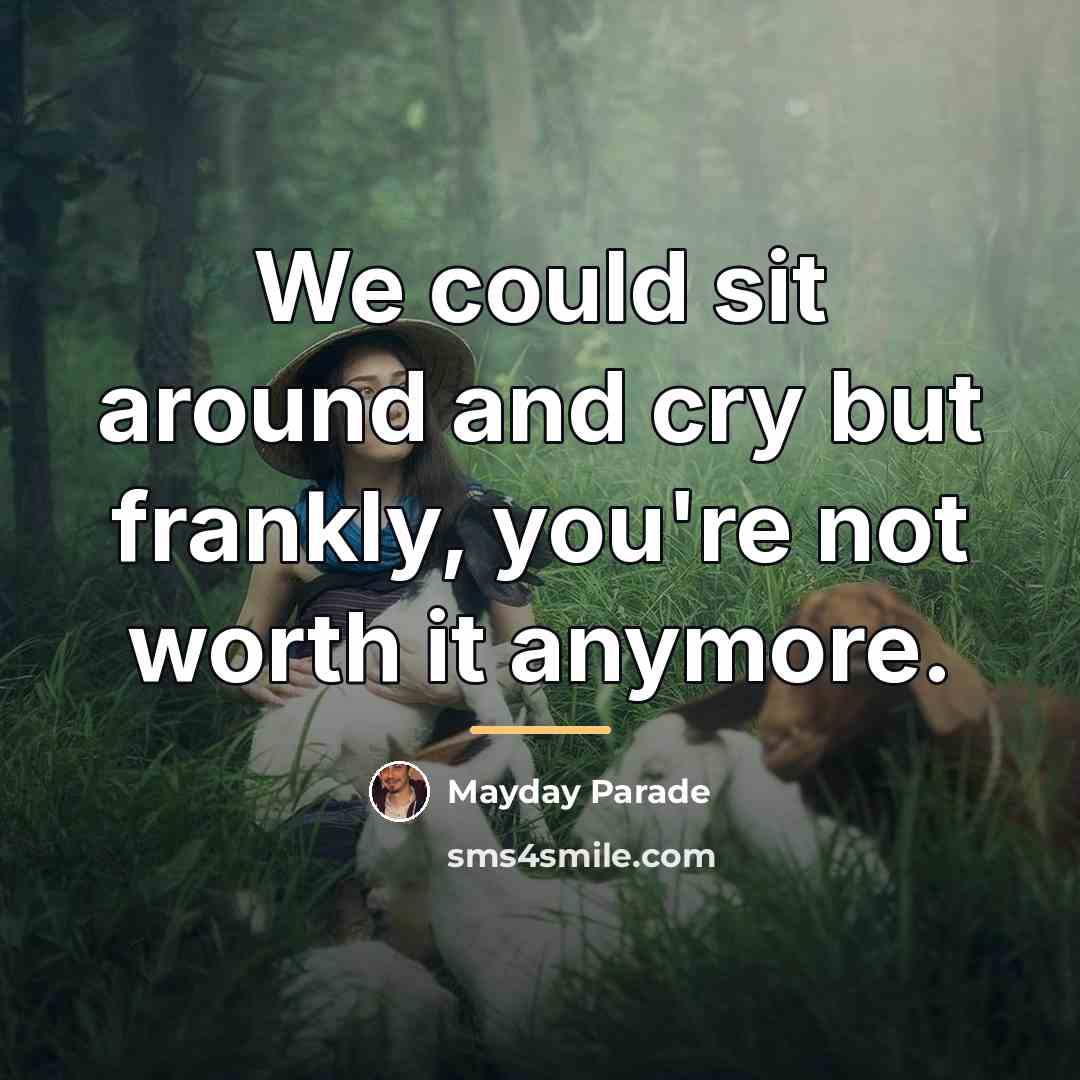 “We could sit around and cry but frankly, you're not…” quote by Mayday Parade