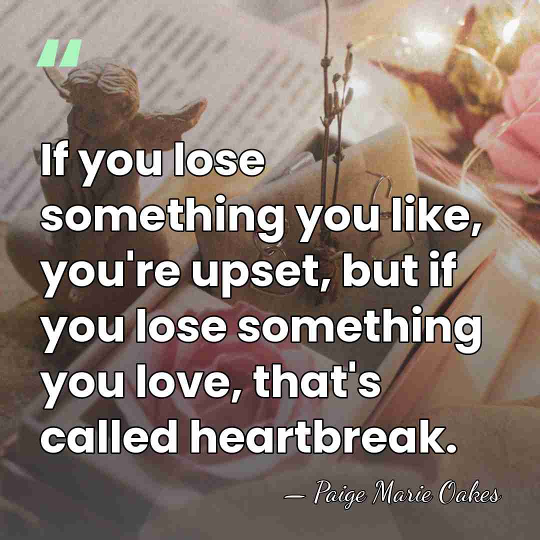 If you lose something you like, you're upset, but if you lose&hellip; - Paige Marie Oakes