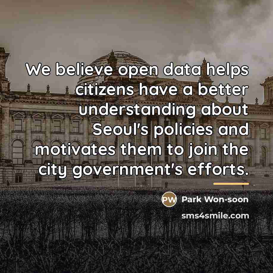 “We believe open data helps citizens have a better understanding…” quote by Park Won-soon