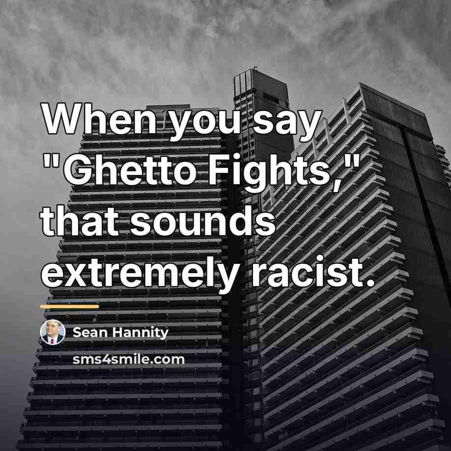“When you say "Ghetto Fights," that sounds extremely racist.…” quote by Sean Hannity