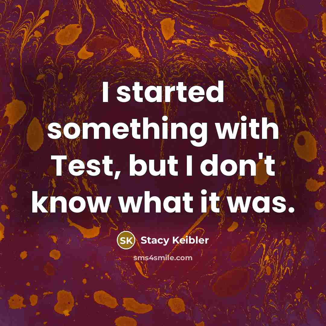 “I started something with Test, but I don't know what…” quote by Stacy Keibler