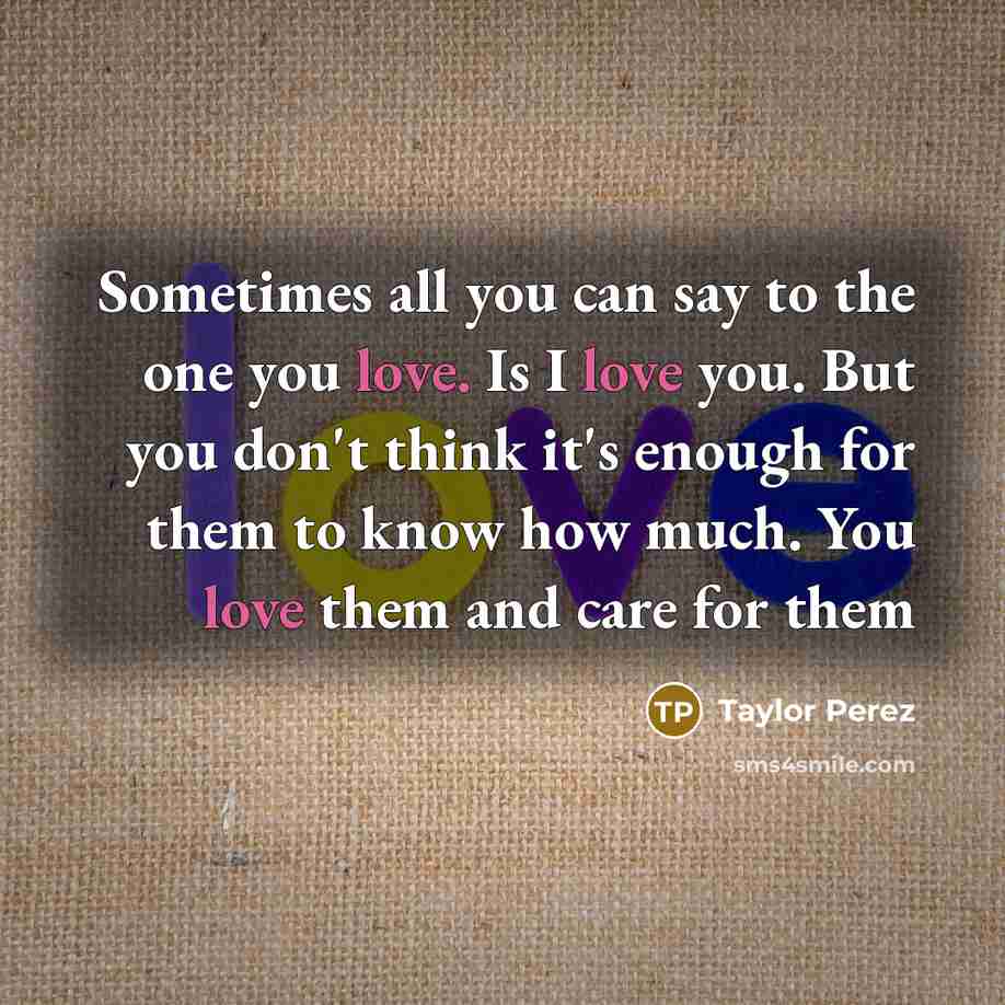“Sometimes all you can say to the one you love.…” quote by Taylor Perez