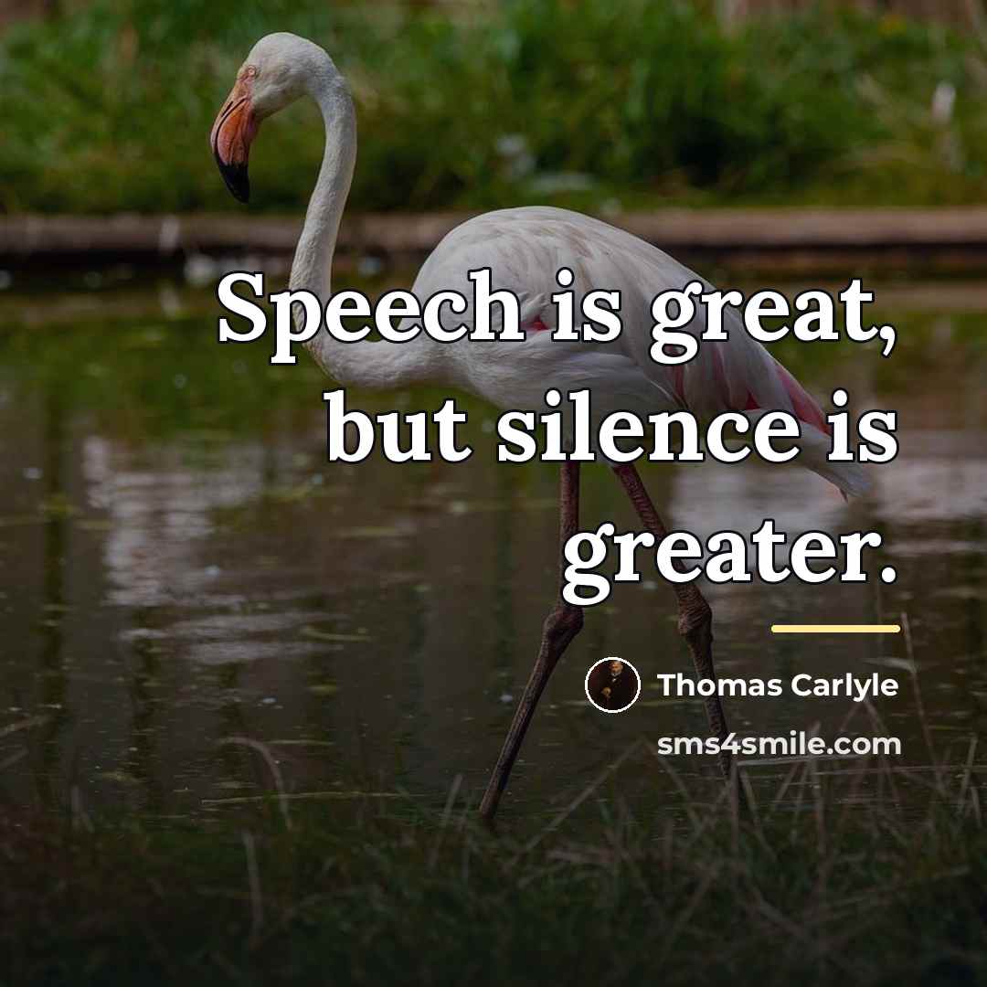 “Speech is great, but silence is greater.…” quote by Thomas Carlyle