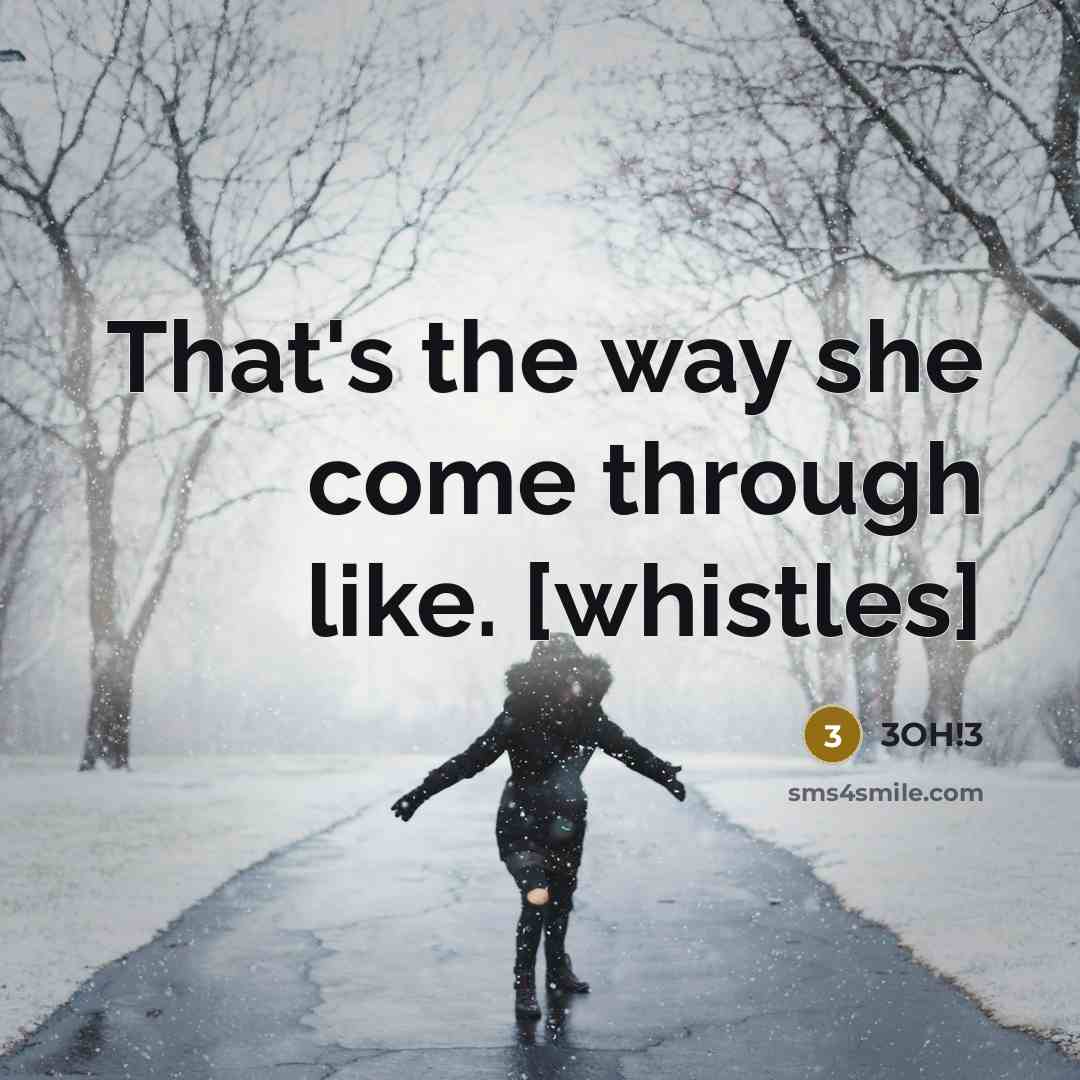 “That's the way she come through like. [whistles]…” quote by 3OH!3