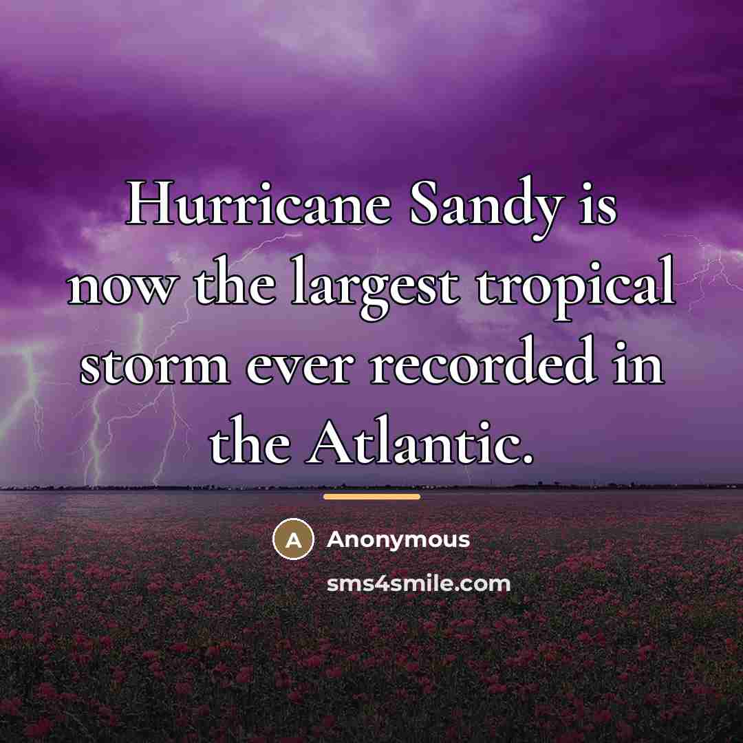“Hurricane Sandy is now the largest tropical storm ever recorded…” quote by Anonymous