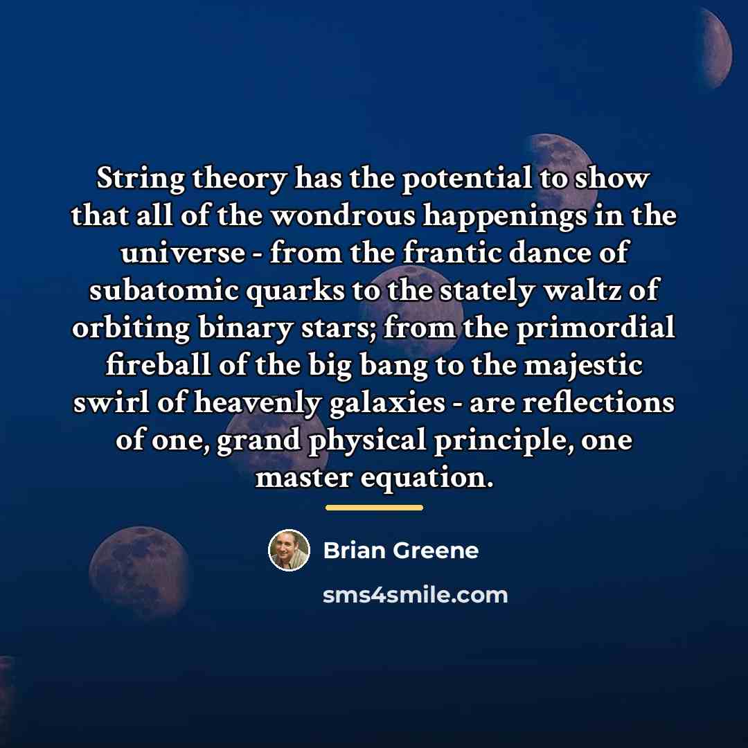 “String theory has the potential to show that all of…” quote by Brian Greene