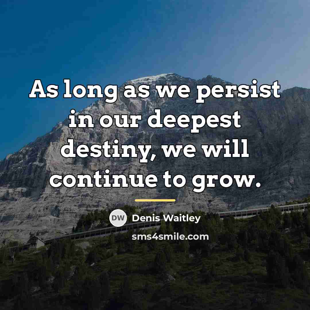 “As long as we persist in our deepest destiny, we…” quote by Denis Waitley