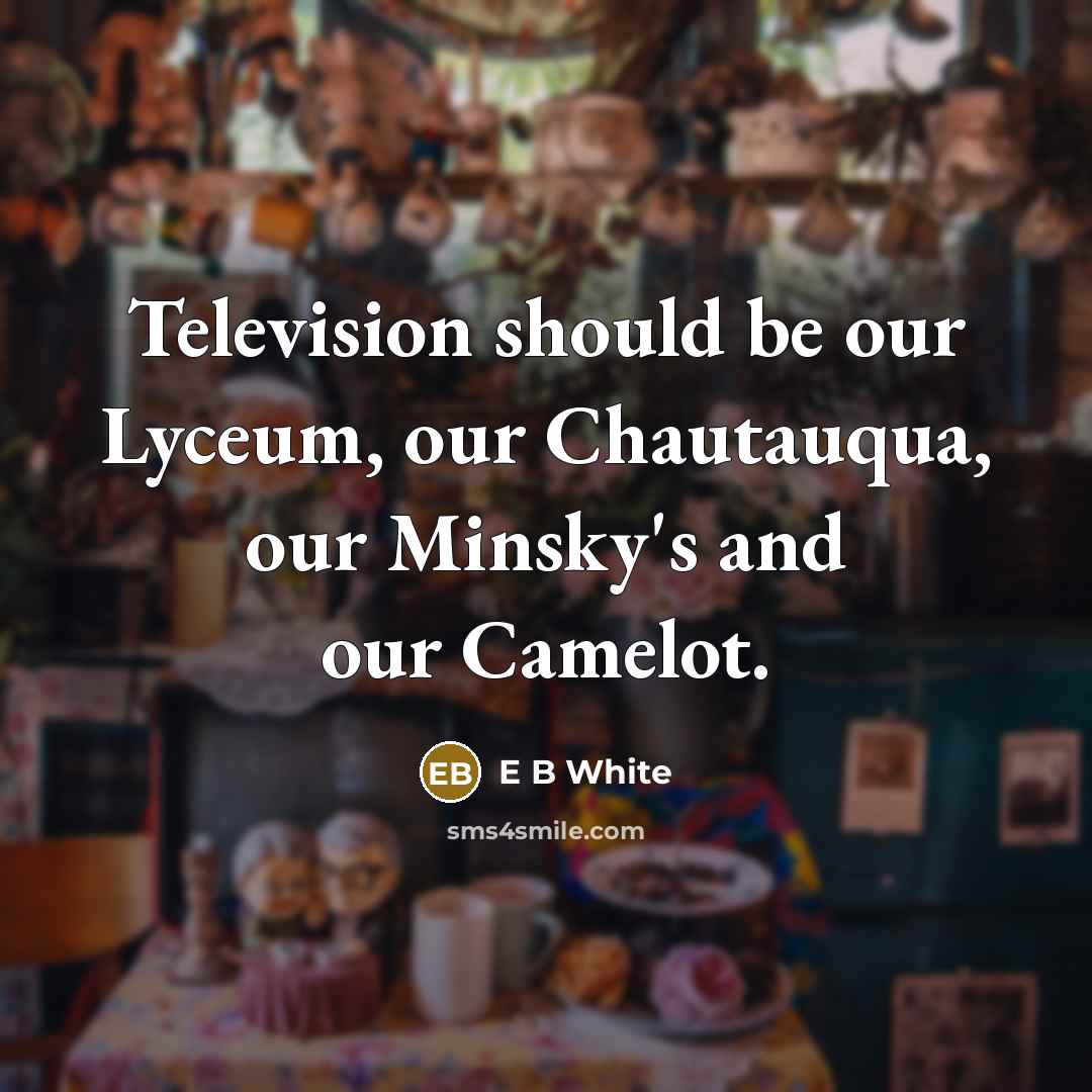 “Television should be our Lyceum, our Chautauqua, our Minsky's and…” quote by E B White
