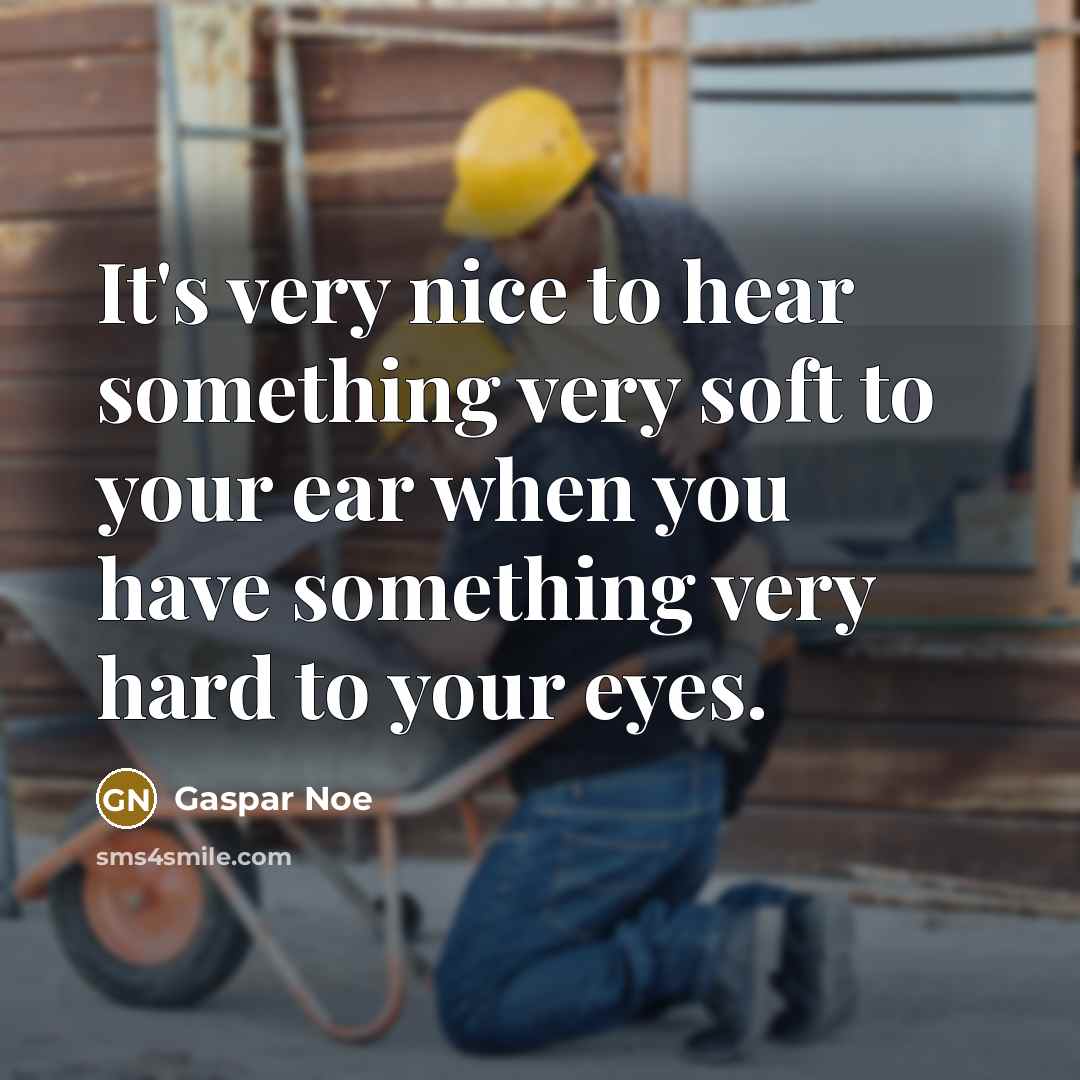 “It's very nice to hear something very soft to your…” quote by Gaspar Noe