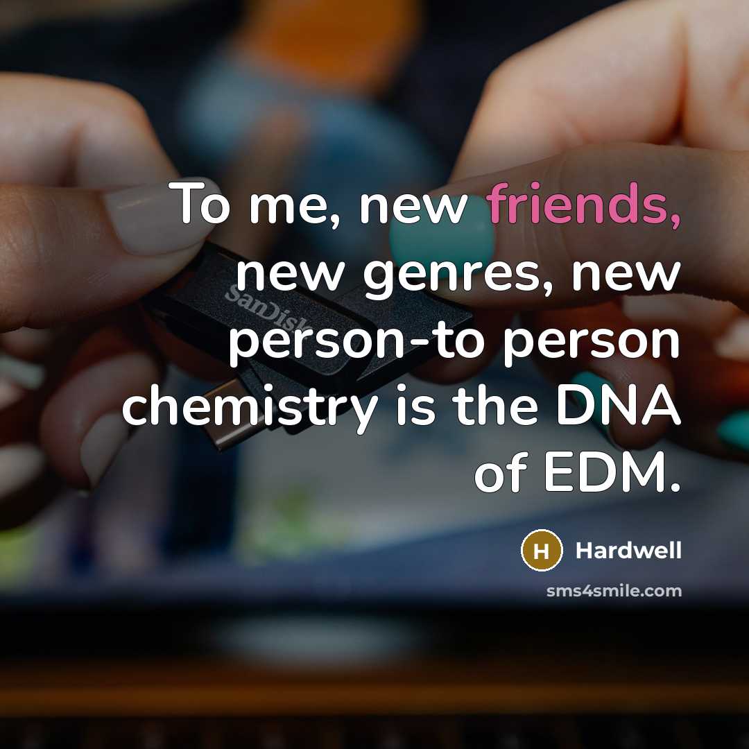 “To me, new friends, new genres, new person-to person chemistry…” quote by Hardwell