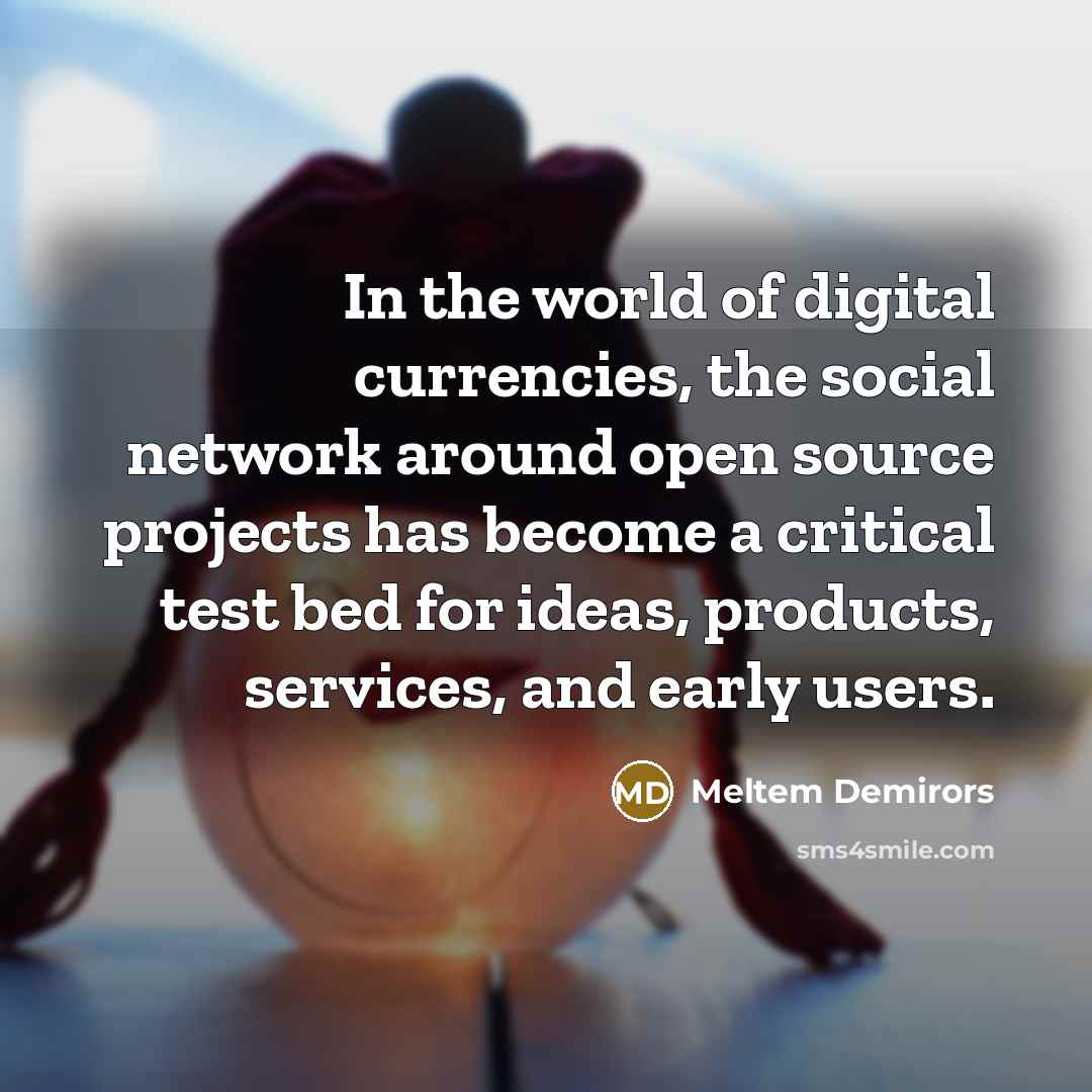 “In the world of digital currencies, the social network around…” quote by Meltem Demirors