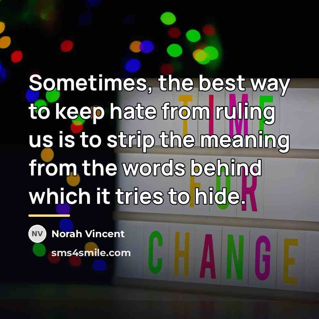 “Sometimes, the best way to keep hate from ruling us…” quote by Norah Vincent
