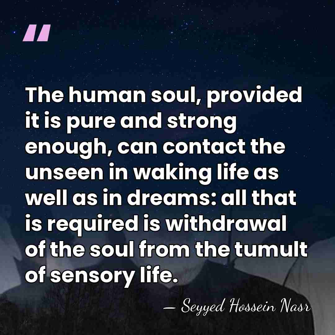 The human soul, provided it is pure and strong enough, can contact&hellip; - Seyyed Hossein Nasr