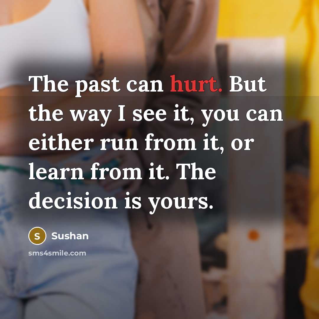 “The past can hurt. But the way I see it,…” quote by Sushan