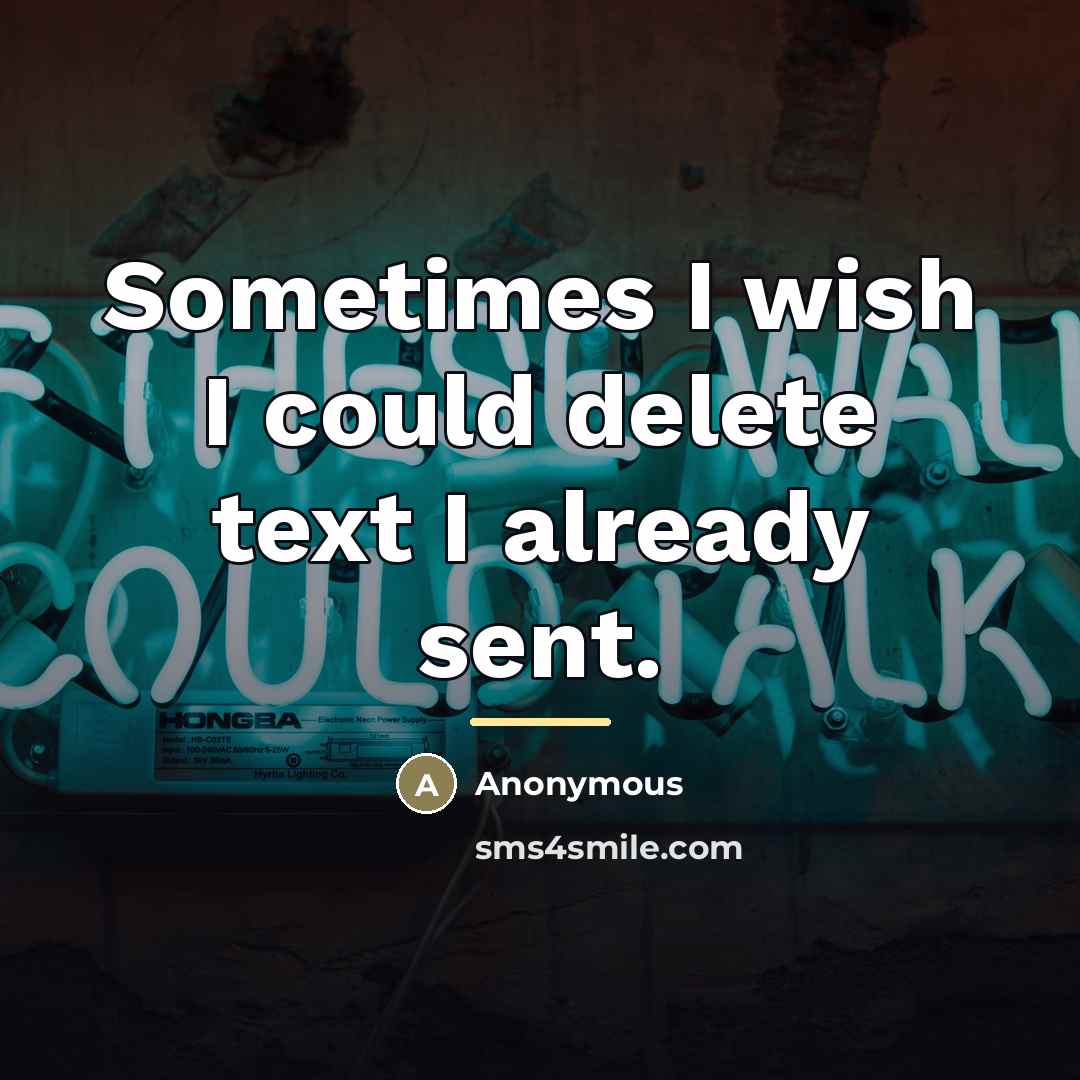 “Sometimes I wish I could delete text I already sent.…” quote by Anonymous