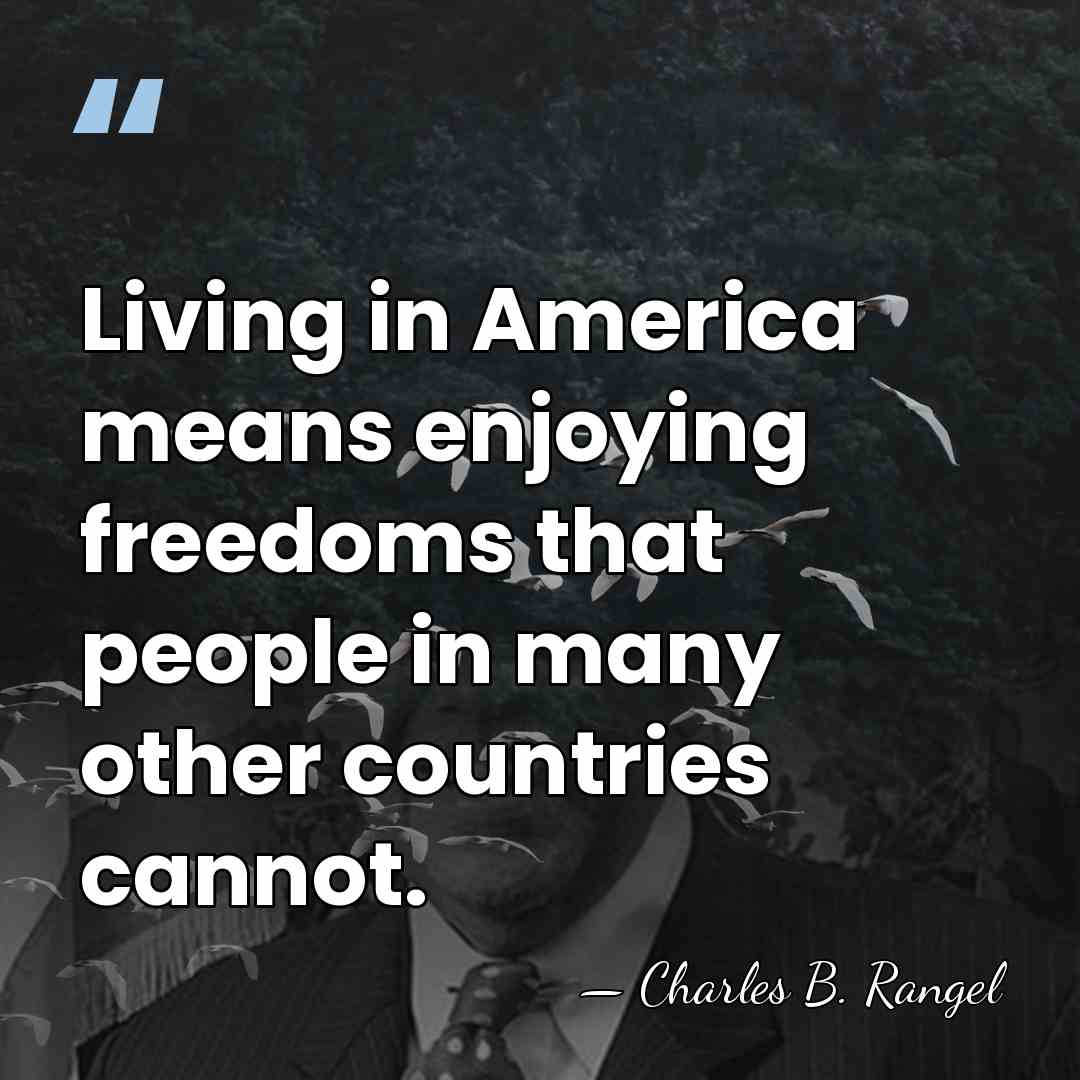 Living in America means enjoying freedoms that people in many other countries&hellip; - Charles B. Rangel