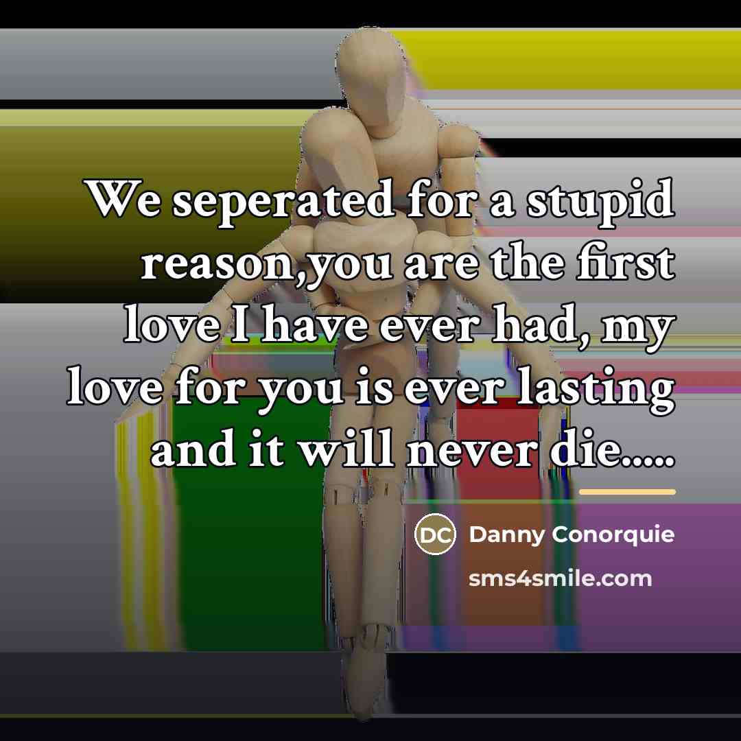 “We seperated for a stupid reason,you are the first love…” quote by Danny Conorquie
