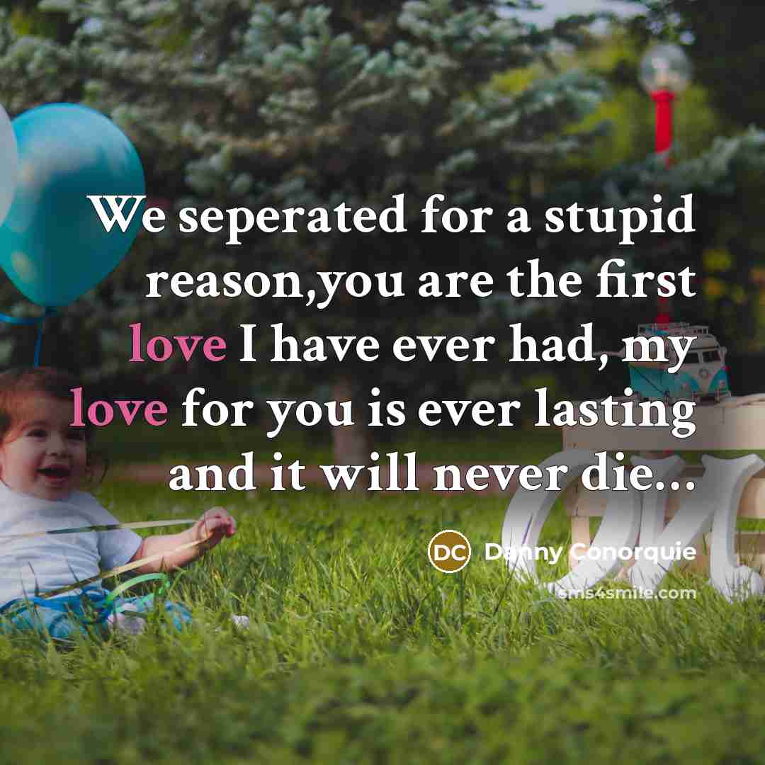 “We seperated for a stupid reason,you are the first love I have ever had, my love for you is ever lasting and it will never die…” quote by Danny Conorquie