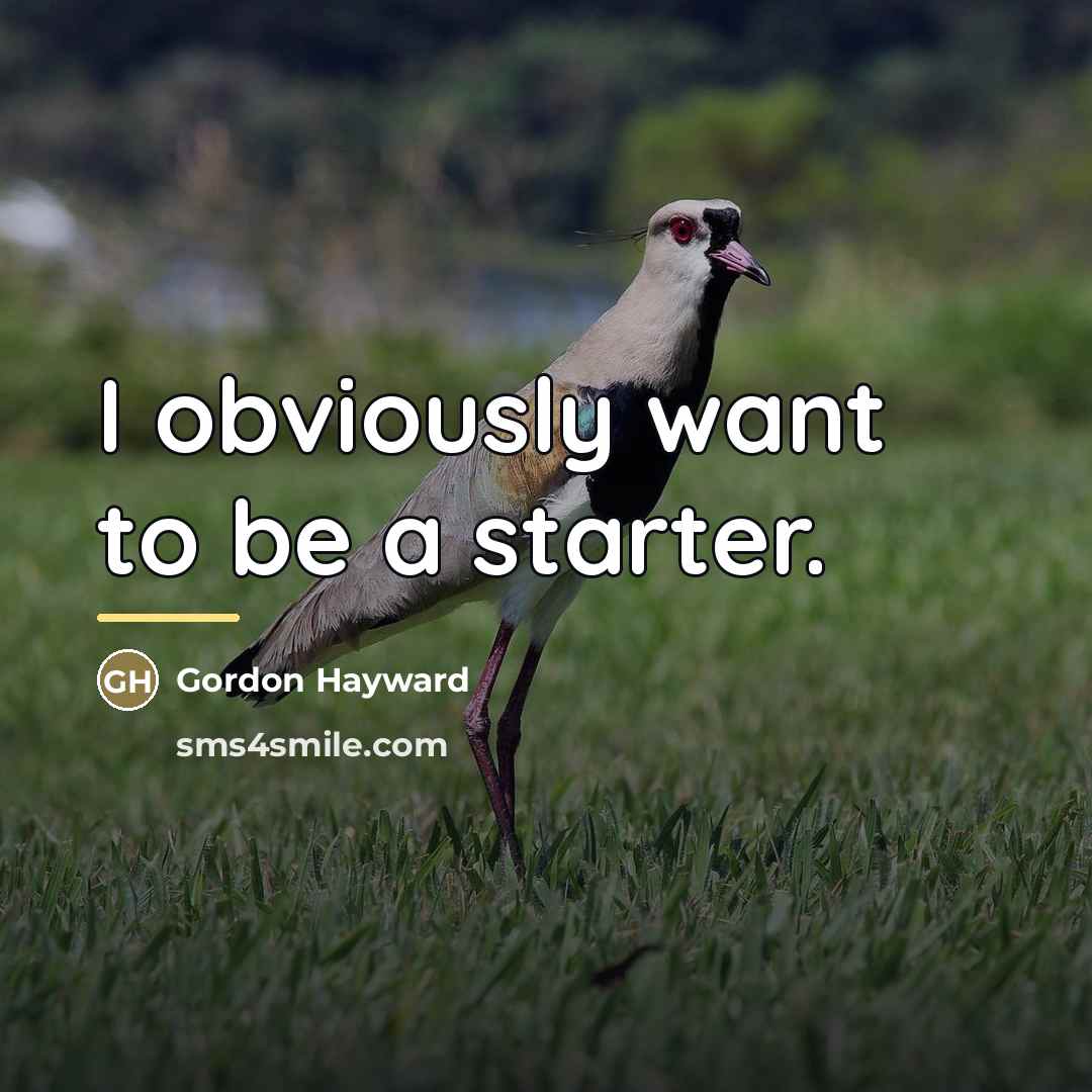“I obviously want to be a starter.…” quote by Gordon Hayward