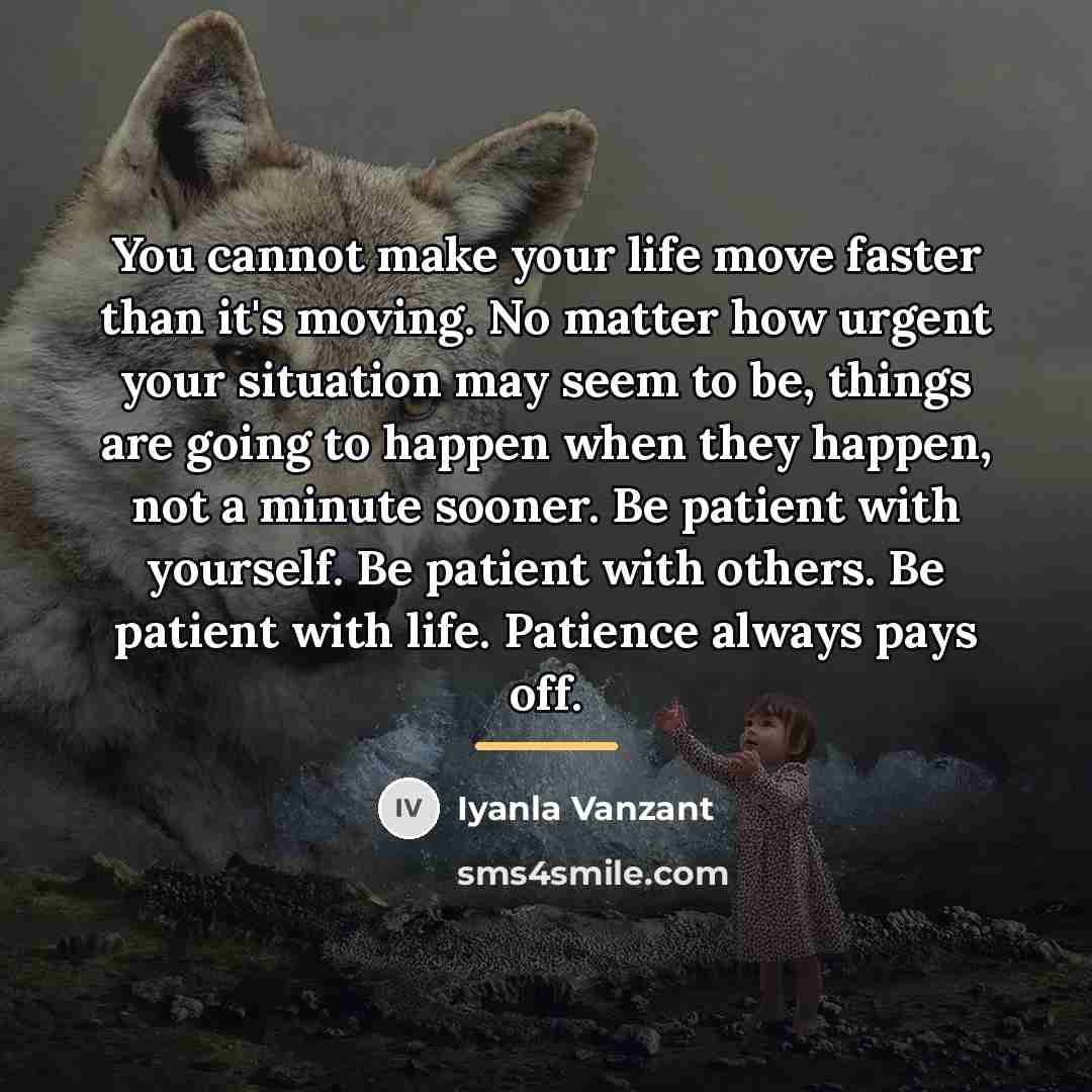 “You cannot make your life move faster than it's moving.…” quote by Iyanla Vanzant