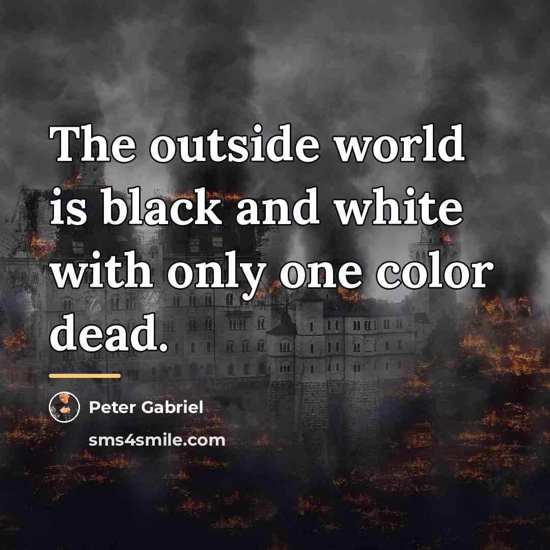 “The outside world is black and white with only one…” quote by Peter Gabriel