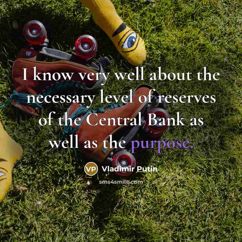 “I know very well about the necessary level of reserves…” quote by Vladimir Putin