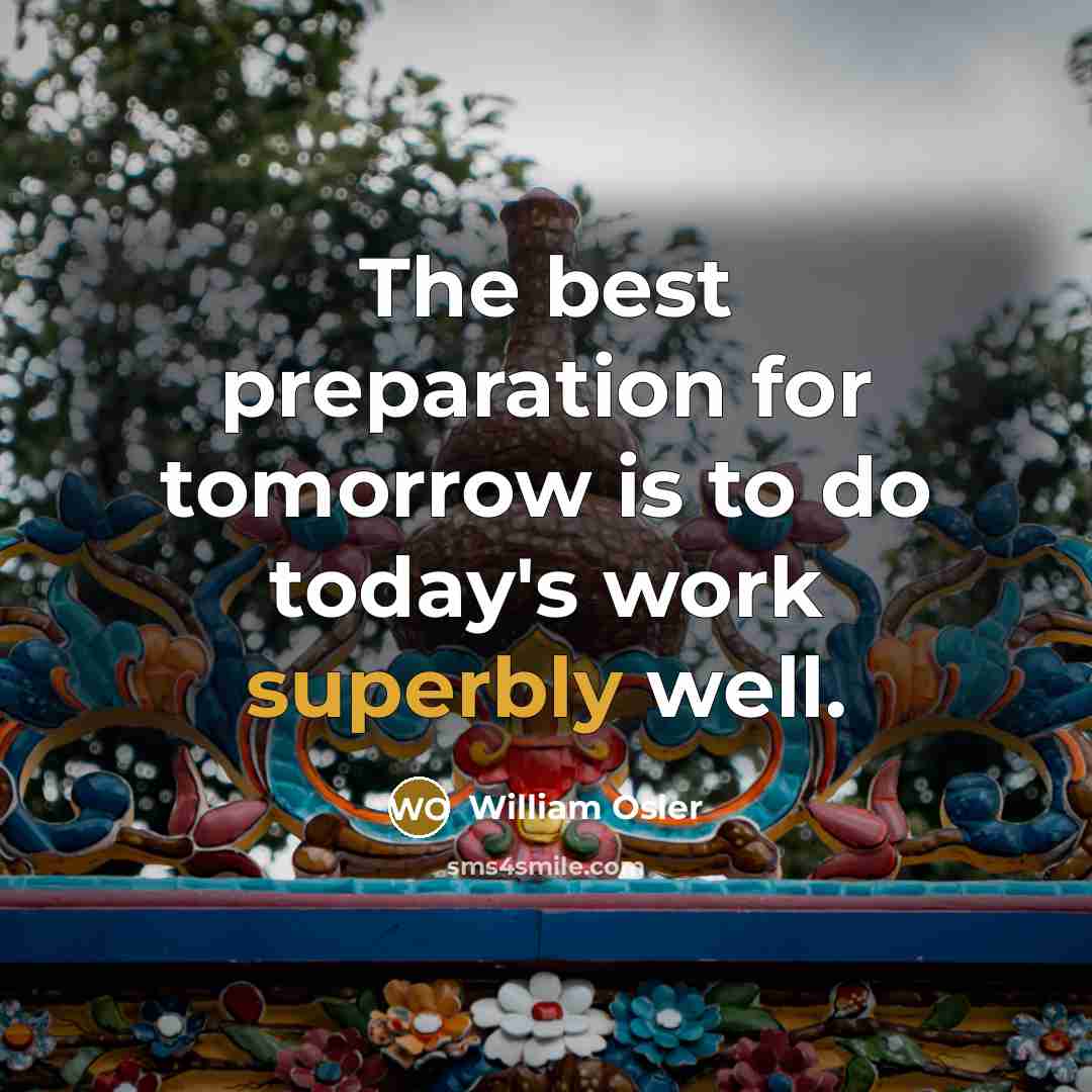 “The best preparation for tomorrow is to do today's work superbly well.” quote by William Osler