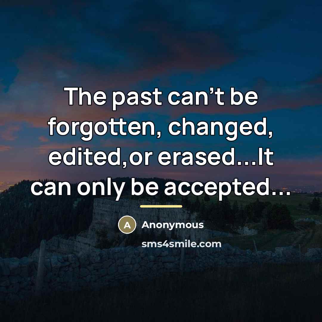 “The past can't be forgotten, changed, edited,or erased...It can only…” quote by Anonymous