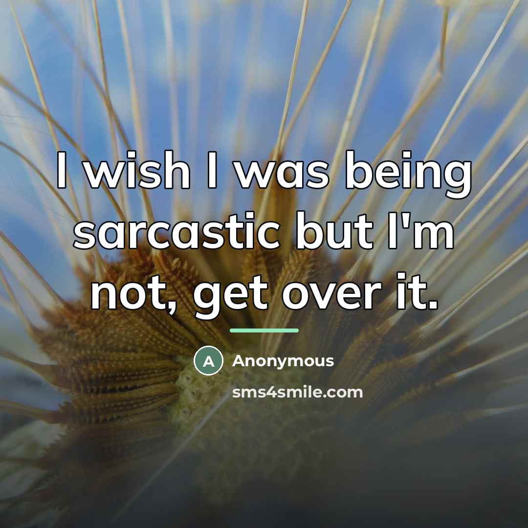 “I wish I was being sarcastic but I'm not, get…” quote by Anonymous