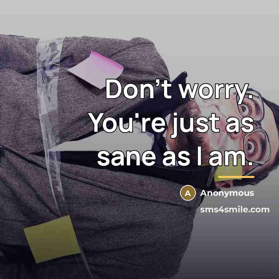 “Don't worry. You're just as sane as I am.…” quote by Anonymous