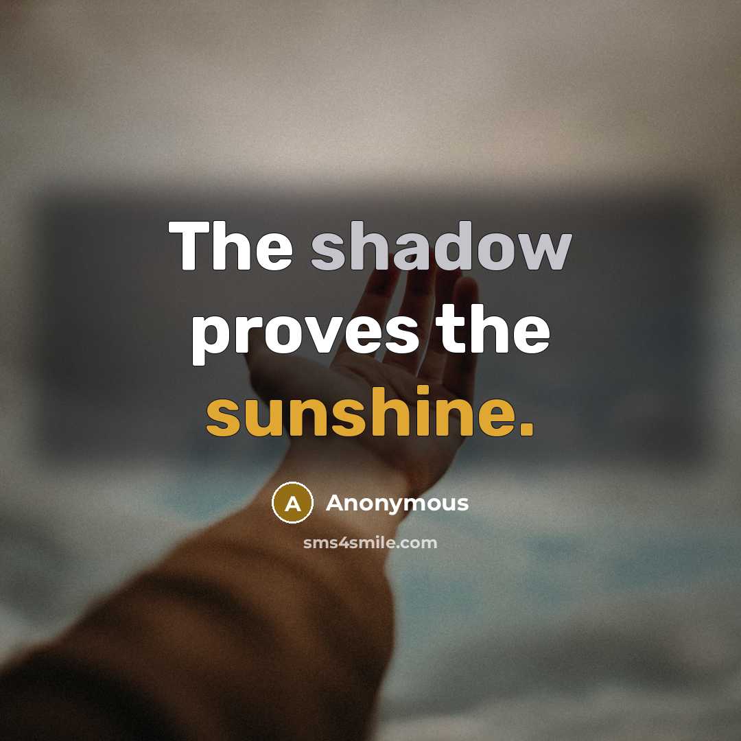 “The shadow proves the sunshine.” quote by Anonymous