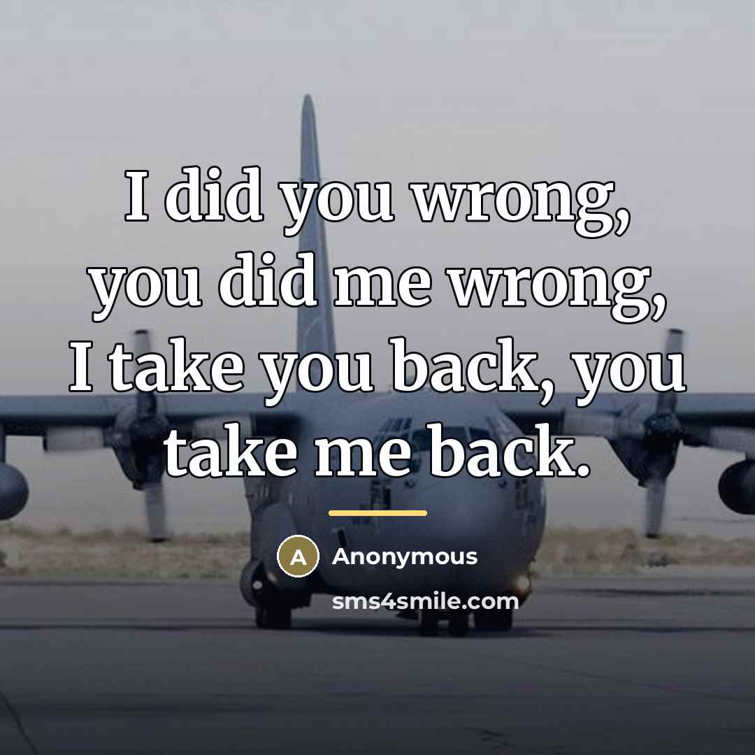“I did you wrong, you did me wrong, I take…” quote by Anonymous