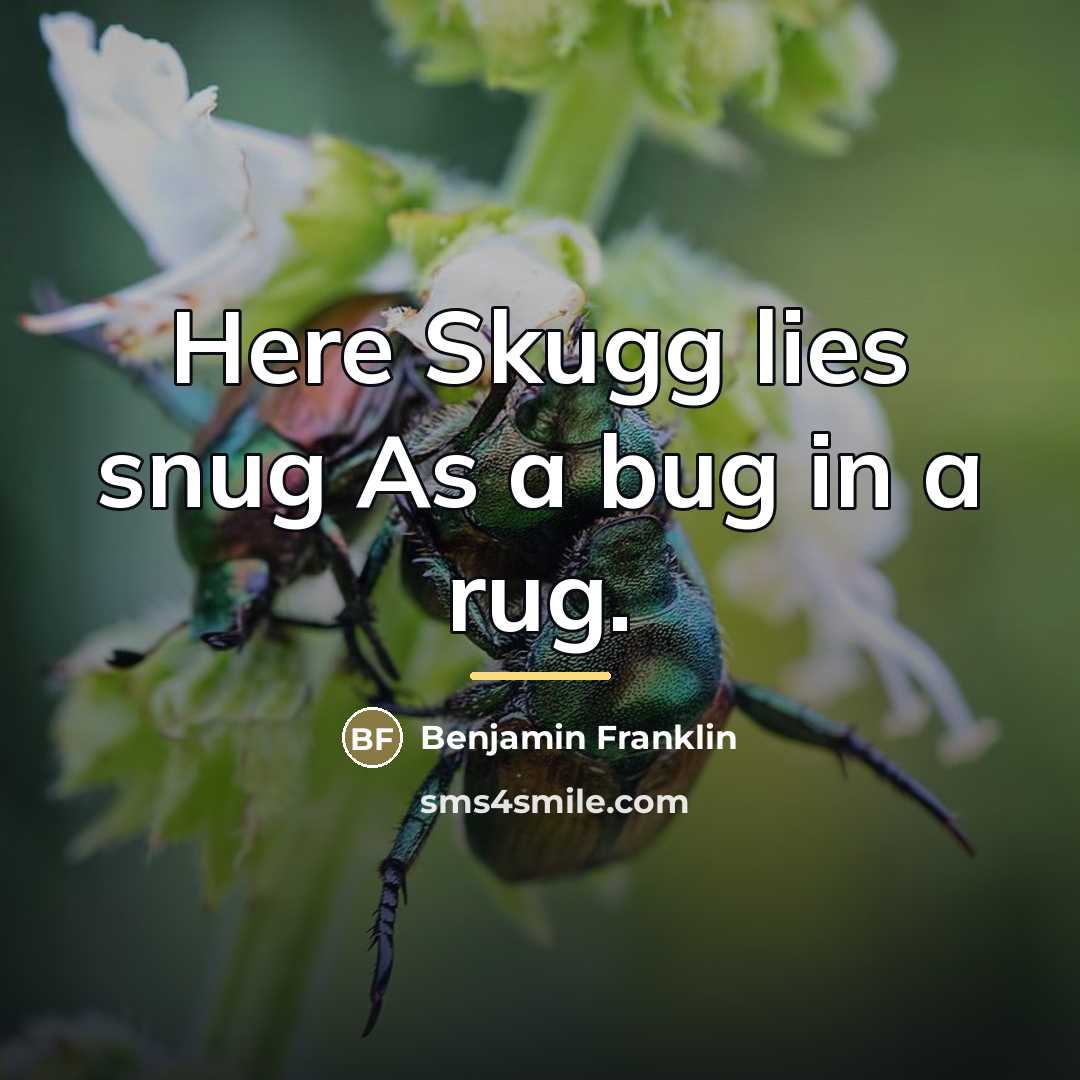 “Here Skugg lies snug As a bug in a rug.…” quote by Benjamin Franklin