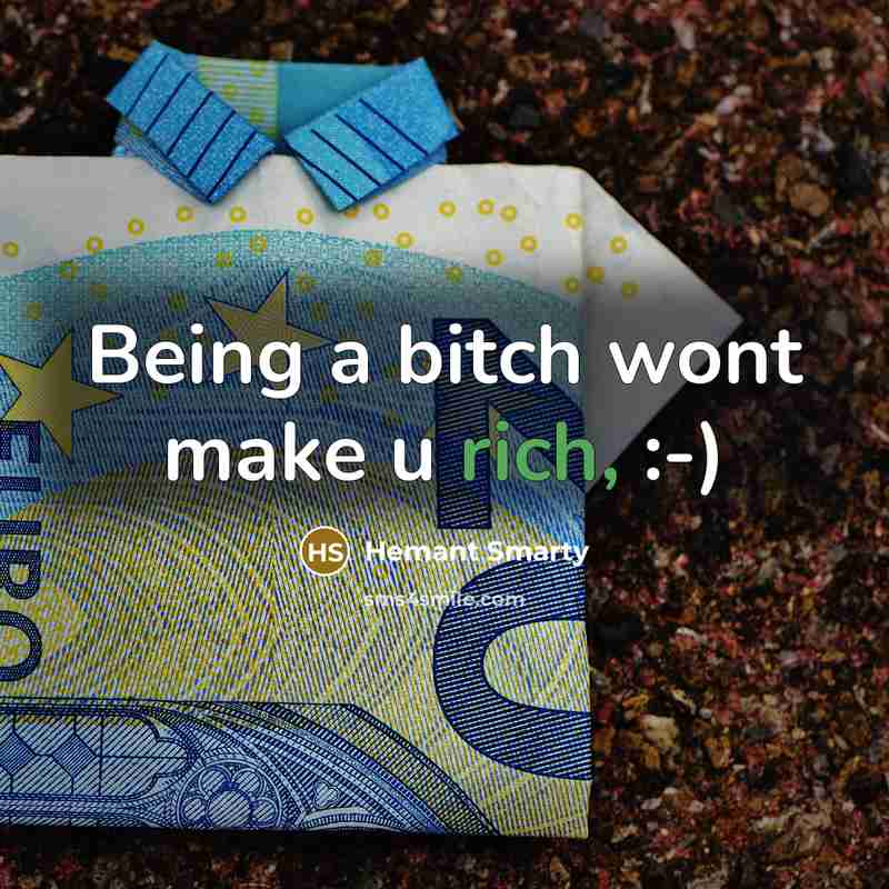 “Being a bitch wont make u rich, :-)” quote by Hemant Smarty