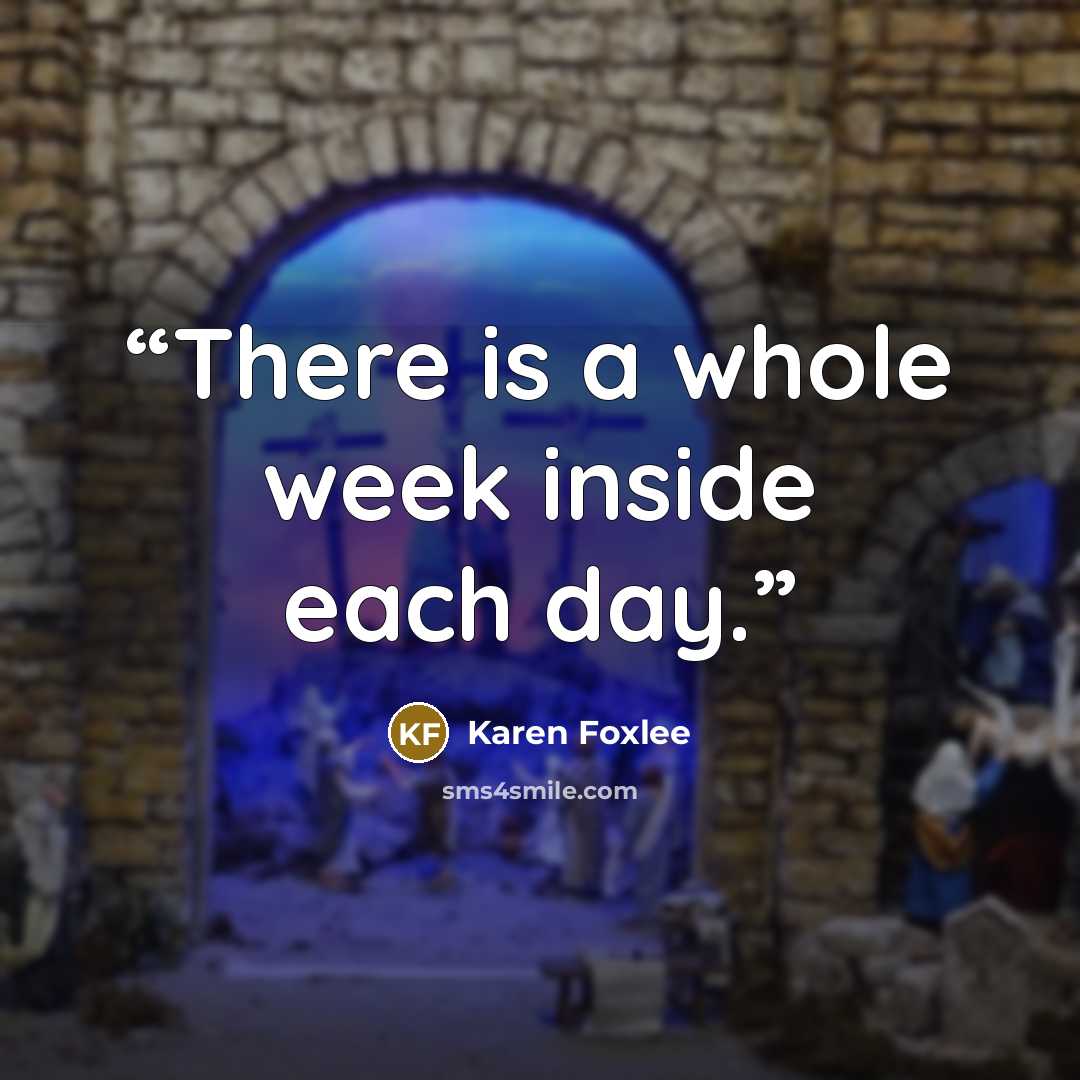 “There is a whole week inside each day.” quote by Karen Foxlee